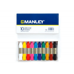 LAPICES CERA MANLEY CAJA DE 10 COLORES SURTIDOS