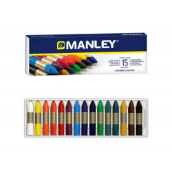 LAPICES CERA MANLEY CAJA DE 15 COLORES SURTIDOS