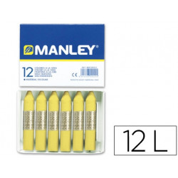 LAPICES CERA MANLEY UNICOLOR AMARILLO CLARO N.4 CAJA DE 12 UNIDADES