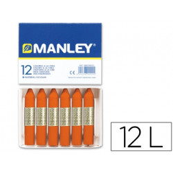 LAPICES CERA MANLEY UNICOLOR NARANJA N.6 CAJA DE 12 UNIDADES