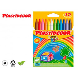 LAPICES CERA PLASTIDECOR CAJA DE 12 COLORES SURTIDOS