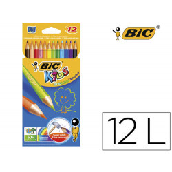 LAPICES DE COLORES BIC KID EVOLUTION ESTUCHE DE 12 COLORES SURTIDOS MINA ULTRA RESISTENTE