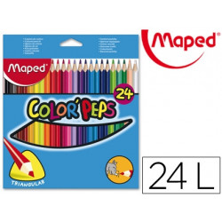 LAPICES DE COLORES MAPED TRIANGULARES CAJA DE 24 UNIDADES COLORES SURTIDOS