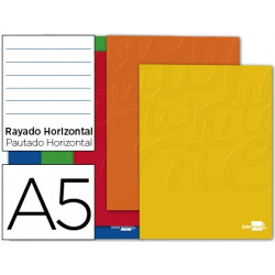 LIBRETA LIDERPAPEL SMART A5 80 HOJAS 60G/M2 HORIZONTAL CON DOBLE MARGEN COLORES SURTIDOS TAPA BLANDA