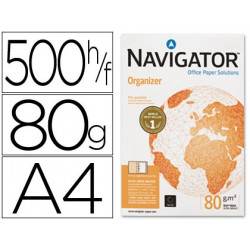 PAPEL FOTOCOPIADORA NAVIGATOR DIN A4 80 GRAMOS 4 TALADROS PAPEL MULTIUSO INK-JET Y LASER PAQUETE DE 