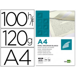 PAPEL VERJURADO LIDERPAPEL A4 120G/M2 BLANCO PAQUETE DE 100 HOJAS