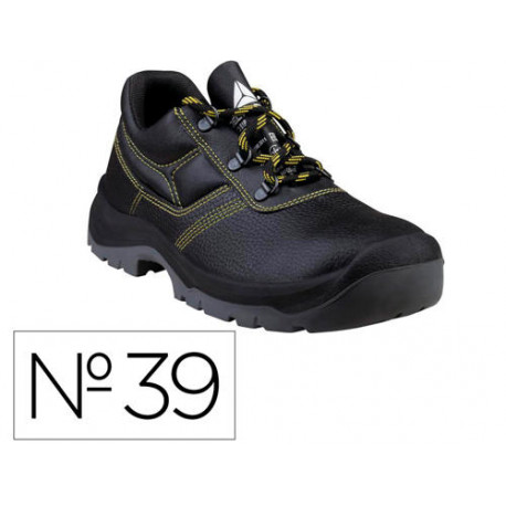 ZAPATOS DE SEGURIDAD DELTAPLUS PIEL CRUPON PIGMENTADA SUELA PU BI DENSIDAD COLOR NEGRO TALLA 39