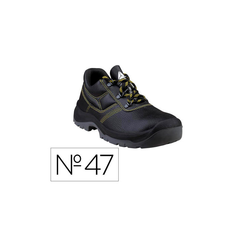 ZAPATOS DE SEGURIDAD DELTAPLUS PIEL CRUPON PIGMENTADA SUELA PU BI DENSIDAD COLOR NEGRO TALLA 47