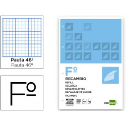 RECAMBIO LIDERPAPEL A4 100 HOJAS 60G/M2 RAYADO N 46 4 TALADROS