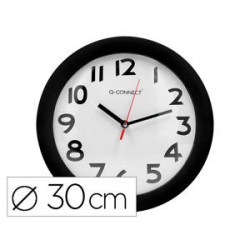 RELOJ Q-CONNECT DE PARED PLASTICO OFICINA REDONDO 30 CM MARCO NEGRO