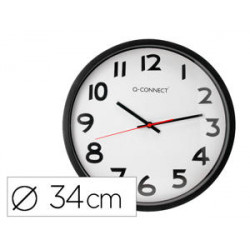 RELOJ Q-CONNECT DE PARED PLASTICO OFICINA REDONDO 34 CM MARCO NEGRO