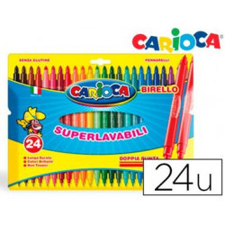 ROTULADOR CARIOCA BIRELLO BIPUNTA CAJA DE 24 COLORES SURTIDOS