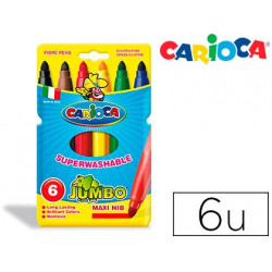 ROTULADOR CARIOCA JUMBO PUNTA GRUESA ESTUCHE DE 6 COLORES SURTIDOS