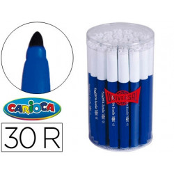 ROTULADOR CARIOCA JUMBO AZUL PUNTA GRUESA BOTE DE 30 UNIDADES