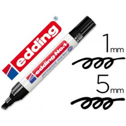 ROTULADOR EDDING MARCADOR PERMANENTE 1 NEGRO PUNTA BISELADA 5 MM RECARGABLE