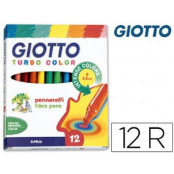 ROTULADOR GIOTTO TURBO COLOR CAJA DE 12 COLORES LAVABLES CON PUNTA BLOQUEADA