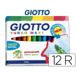 ROTULADOR GIOTTO TURBO MAXI CAJA DE 12 COLORES LAVABLES CON PUNTA BLOQUEADA