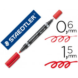 ROTULADOR STAEDTLER LUMOCOLOR PERMANENTE DUO 348 ROJO PUNTA F 0,6 MM PUNTA M 1,5 MM