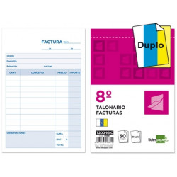 TALONARIO LIDERPAPEL FACTURAS 8 ORIGINAL Y COPIA T200 CON I.G.I.C