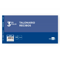 TALONARIO LIDERPAPEL RECIBOS TRES EN FOLIO APAISADO