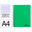 CUADERNO ESPIRAL LIDERPAPEL A4 MICRO WONDER TAPA PLASTICO 120H 90GR CUADRO 5MM 5 BANDAS 4 TALADROS C