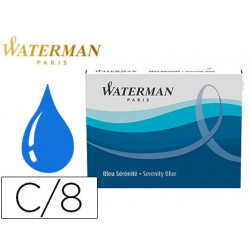 TINTA ESTILOGRAFICA WATERMAN SERENITY BLUE CAJA DE 8 CARTUCHOS STANDARD LARGOS