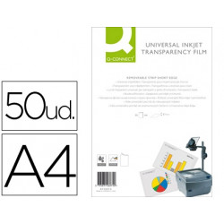 TRANSPARENCIA Q-CONNECT DIN A4 DE ALTA CALIDAD KF26074 PARA INK-KET CAJA DE 50 HOJAS