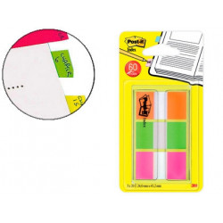 BANDERITAS SEPARADORAS POST-IT INDEX 680 NARANJA LIMA Y ROSA DISPENSADOR FUNDA 3X20