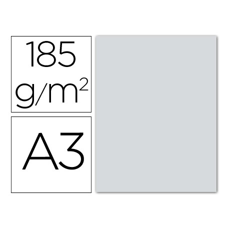 CARTULINA GUARRO DIN-A3 PLATA 185GRS.