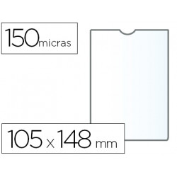 FUNDA PORTADOCUMENTO Q-CONNECT DIN A6 150 MICRAS PVC TRANSPARENTE CON UÑERO 105X148 MM