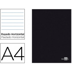 LIBRETA LIDERPAPEL TAPA NEGRA A4 80 HOJAS 60G/M2 HORIZONTAL CON DOBLE MARGEN