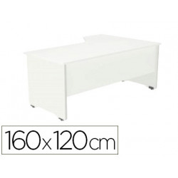 MESA ROCADA SERIE WORK 160X120 CM IZQUIERDA ACABADO AW04 BLANCO/BLANCO