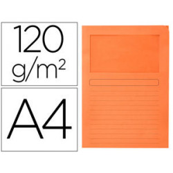 SUBCARPETA CARTULINA Q-CONNECT DIN A4 NARANJA CON VENTANA TRANSPARENTE 120 G/M2