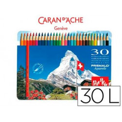 LAPICES DE COLORES CARAN D'ACHE ACUARELABLES CAJA METALICA DE 30 COLORES SURTIDOS