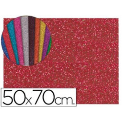 GOMA EVA CON PURPURINA LIDERPAPEL 50X70CM 60G/M2 ESPESOR 2MM ROJO