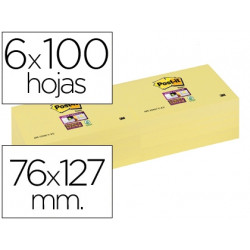 BLOC DE NOTAS ADHESIVAS QUITA Y PON POST-IT SUPER STICKY 76X127 MM CON 12 BLOC AMARILLO CANARIO