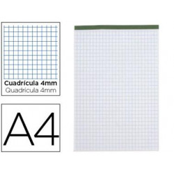 BLOC NOTAS LIDERPAPEL CUADRO 4 MM A4 80 HOJAS 60 G/M2 PERFORADO SIN TAPA