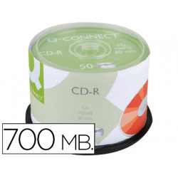 CD-R Q-CONNECT CON SUPERFICIE 100% IMPRIMIBLE PARA INKJET CAPACIDAD 700MB DURACION 80MINVELOCIDAD 52