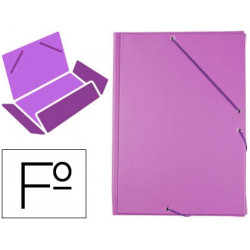 CARPETA LIDERPAPEL GOMAS PLASTICO FOLIO SOLAPAS COLOR LILA