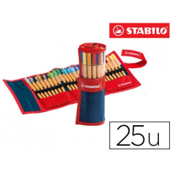 ROTULADOR STABILO PUNTA DE FIBRA POINT 88 ESTUCHE ROLLERSET DE 25 COLORES SURTIDOS