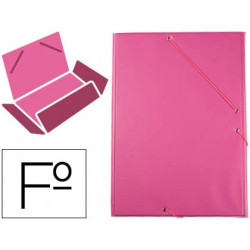 CARPETA LIDERPAPEL GOMAS PLASTICO FOLIO SOLAPAS COLOR FUCSIA