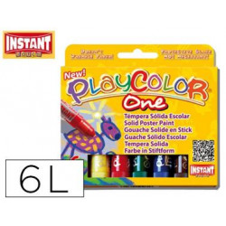 TEMPERA SOLIDA EN BARRA PLAYCOLOR ESCOLAR CAJA DE 6 COLORES SURTIDOS