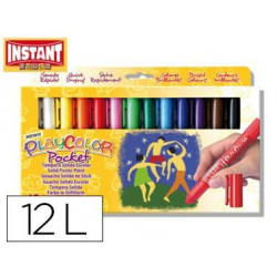 TEMPERA SOLIDA EN BARRA PLAYCOLOR POCKET ESCOLAR CAJA DE 12 COLORES SURTIDOS