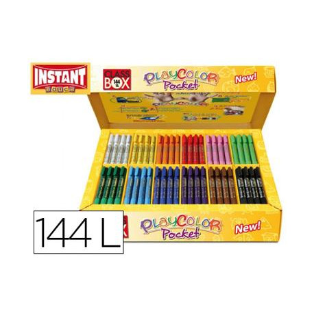 TEMPERA SOLIDA EN BARRA PLAYCOLOR POCKET ESCOLAR CAJA DE 144 UNIDADES 12 COLORES SURTIDOS