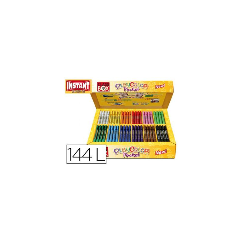 TEMPERA SOLIDA EN BARRA PLAYCOLOR POCKET ESCOLAR CAJA DE 144 UNIDADES 12 COLORES SURTIDOS