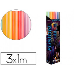 PAPEL KRAFT FUSION 1X3 MT EXPOSITOR 30 ROLLOS COLORES SURTIDOS