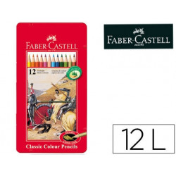 LAPICES DE COLORES FABER CASTELL CAJA METALICA DE 12 COLORES SURTIDOS