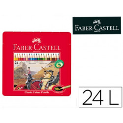 LAPICES DE COLORES FABER CASTELL CAJA METALICA DE 24 COLORES SURTIDOS