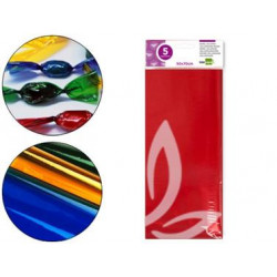 PAPEL CELOFAN LIDERPAPEL 50X70 CM 22G/M2 BOLSA DE 5 HOJAS ROJO