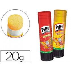 PEGAMENTO PRITT EN BARRA 20 GR GLITTER GLUE STICK EFECTO COLOR AMARILLO Y ROJO